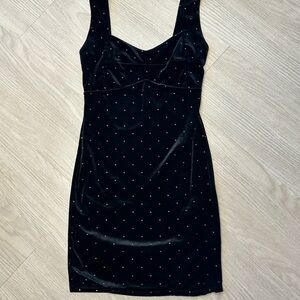 Forever 21 Black Velvet Mini Dress with Stud Accents